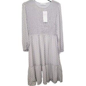 NWT Elegant Gray Jillian Harris Jilly box Polka Dot Dress